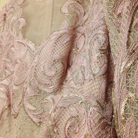 Marchesa Notte Blush Pink Lace Embroidered Dress New Tags Sz 6 - Picture 14 of 16